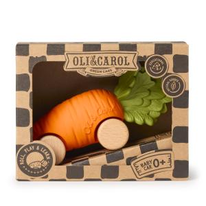 OLI&CAROL Машинка Cathy the Carrot, игрушка-прорезыватель на деревянных колёсах