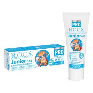 РОКС Junior 6*12 Натуральная зубная паста для детей Сливочный пудинг 74гр