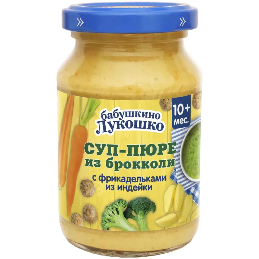 Суп-пюре Бабушкино лукошко из брокколи с фрикадельками из индейки 100г с 10 месяцев