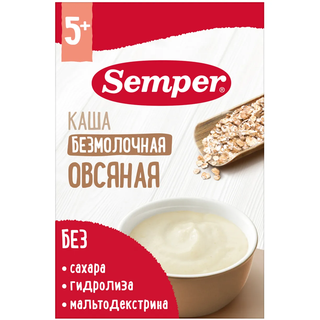 Каша Semper безмолочная овсяная 5м+ 180 гр