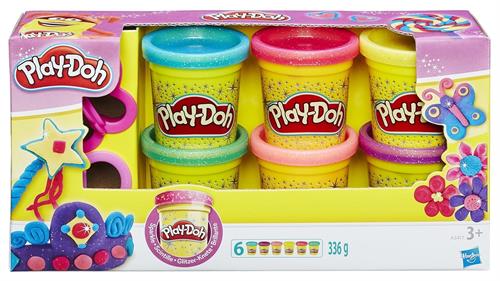 Play-doh пластилин с блестками 6шт 3+