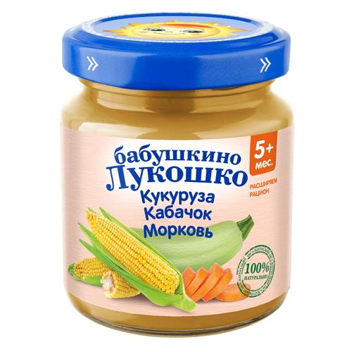 Пюре "Бабушкино Лукошко" из кукурузы, кабачков и моркови 100 гр