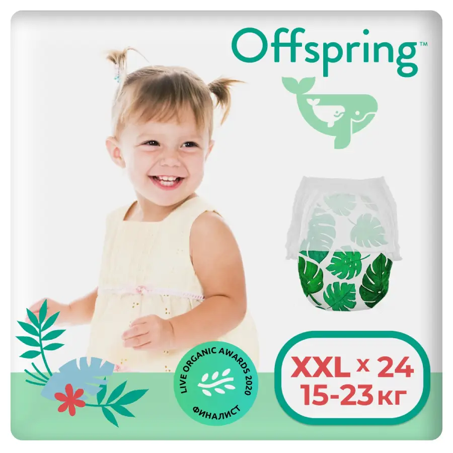 Offspring трусики-подгузники, XXL 15-23 кг. 24 шт. расцветка Тропики
