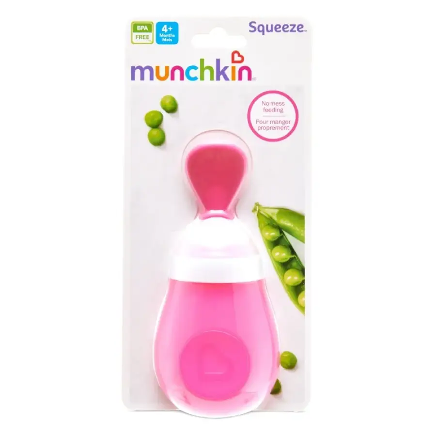 Munchkin ложка-бутылочка для первого прикорма, Розовая, 150 мл. 4+