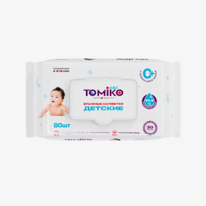ДЕТСКИЕ ВЛАЖНЫЕ САЛФЕТКИ УП. 80 ШТ. TOMIKO