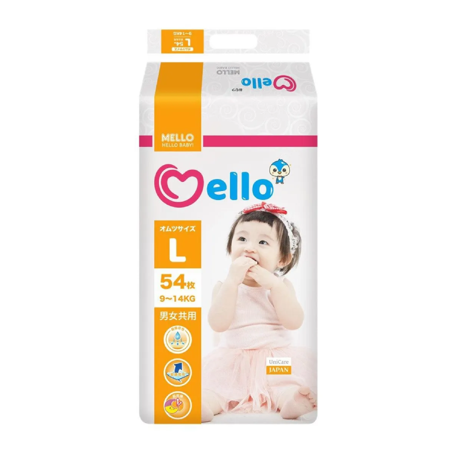 Подгузники для детей MELLO размер L 9-14 кг, 54 шт.