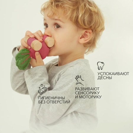 OLI&CAROL Машинка Betty the Beetroot, игрушка-прорезыватель на деревянных колёсах