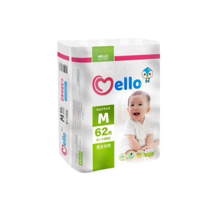 Подгузники для детей MELLO размер M 6-10 кг, 62 шт.