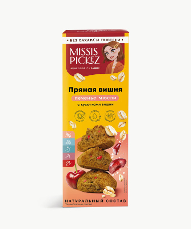 Печенье-мюсли "Пряная вишня" с кусочками вишни "Missis Pickez" 100г Печенье-мюсли "Пряная вишня" с кусочками вишни "Missis Pickez" 100г