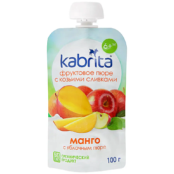 Kabrita/Кабрита пюре с козьими сливками "Манго с яблоком" 100гр