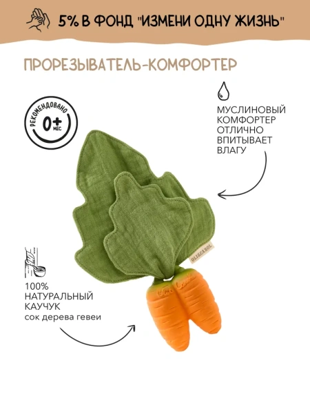 MINI DOUDOU TEETHER, прорезыватель-комфортер, 0+ месяцев