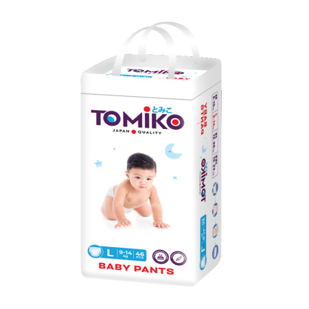 ТРУСИКИ ДЕТСКИЕ L (9-14 КГ) 46 ШТ. TOMIKO PREMIUM SOFT