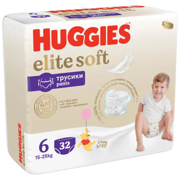 Трусики Huggies Elite Soft 6 (15-25кг) 32 шт