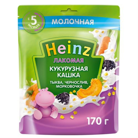 Каша Heinz Лакомая кукурузная тыква-чернослив-морковь 170г с 5месяцев (5297)