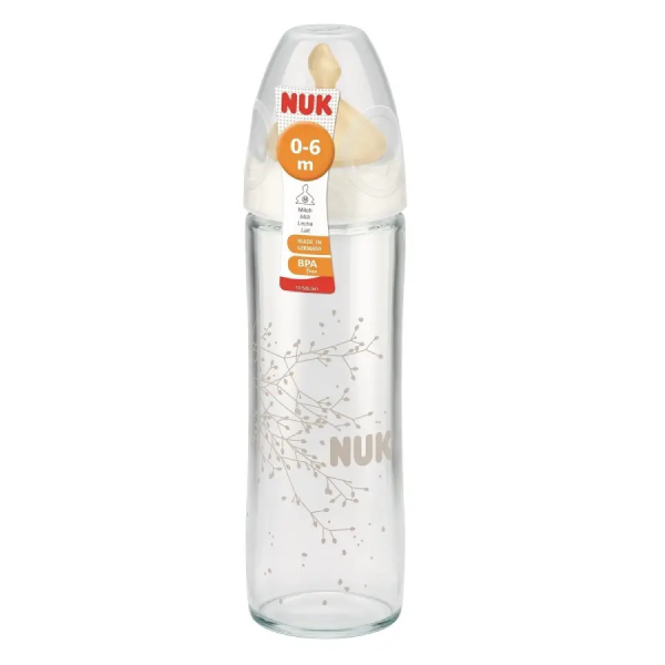 NUK бутылка стеклянная New Classik First Choice+, размер1, 240 мл, 0-6 мес.