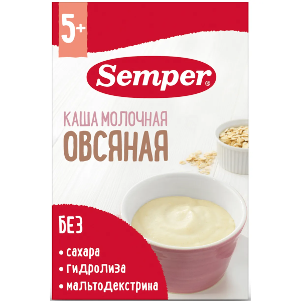 Каша Semper молочная овсяная 5м+ 180 гр
