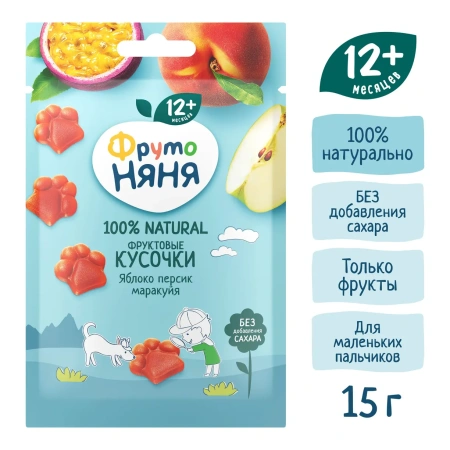 ФрутоНяня фруктовые кусочки Яблоко, персик, маракуя