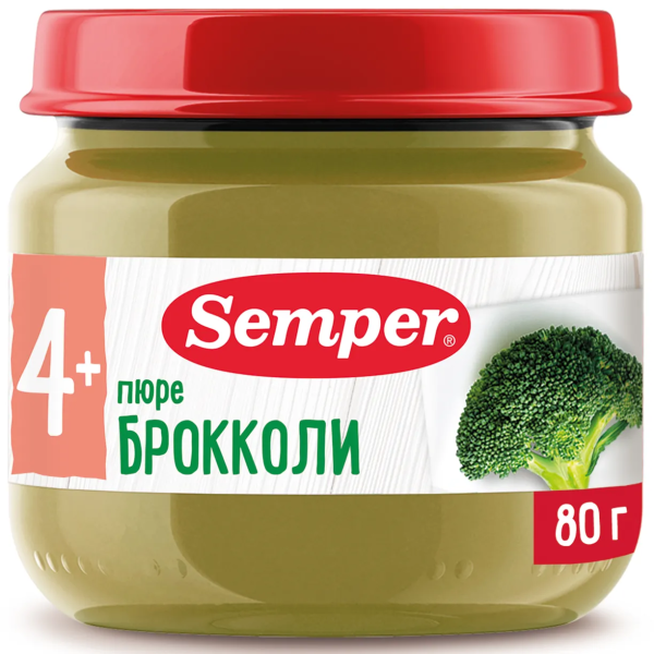Пюре Semper брокколи 4м+ 80 гр