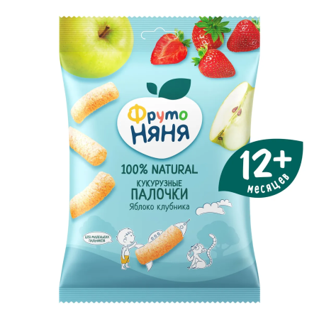 ФрутоНяня 20 гр Палочки кукурузные Яблоко и Клубника