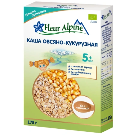 Каша безглютеновая ORGANIC Овсяно-кукурузная, 5 мес., FLEUR ALPINE
