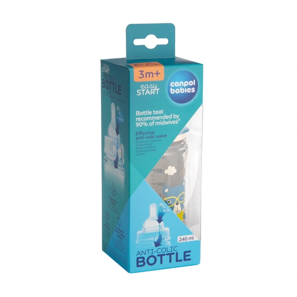 Canpol 35/232_blu Антиколиковая бутылочка с широким горлышком Easy Start - BONJOUR PARIS 240 мл PP