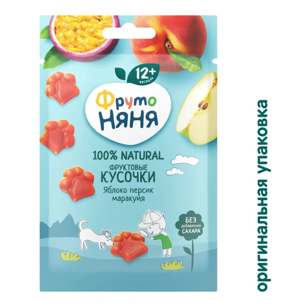 ФрутоНяня фруктовые кусочки Яблоко, персик, маракуя