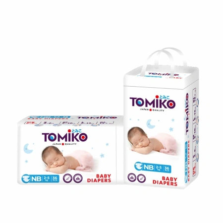 ПОДГУЗНИКИ ДЕТСКИЕ NB (2-5 КГ) 36 ШТ. TOMIKO PREMIUM SOFT