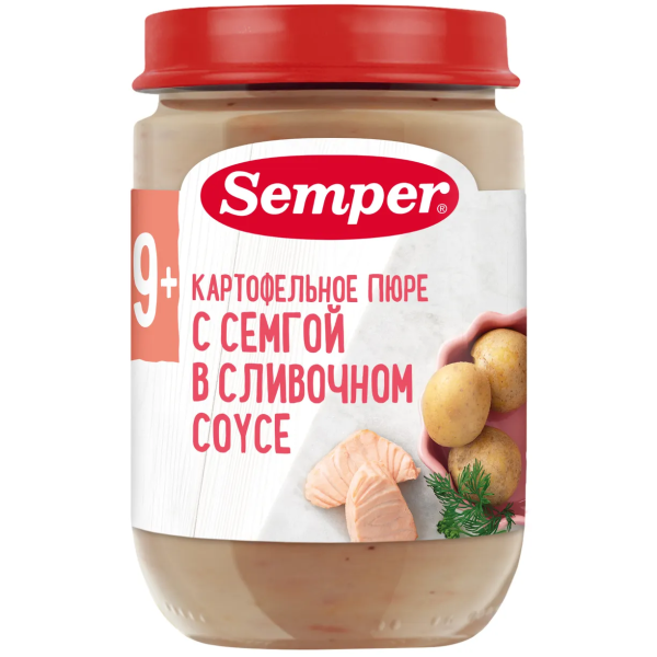 Пюре Semper картофельное пюре с семгой в сливочном соусе 9м+ 190 гр