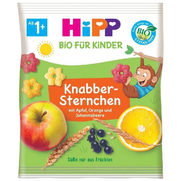 HIPP SNACK Crispy Stars Apple, Orange, Blackcurrant Снеки для детей 30 гр