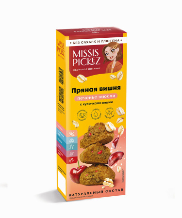 Печенье-мюсли "Пряная вишня" с кусочками вишни "Missis Pickez" 100г Печенье-мюсли "Пряная вишня" с кусочками вишни "Missis Pickez" 100г