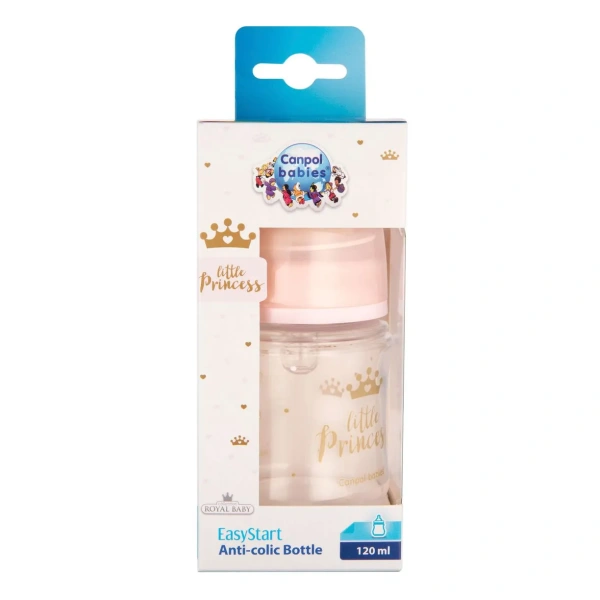 Бутылочка для кормления Canpol Babies EasyStart Royal Baby PP с широким горлышком 120мл с 0месяцев Розовый