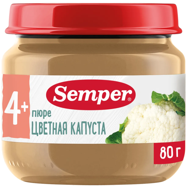 Пюре Semper цветная капуста 4м+ 80 гр