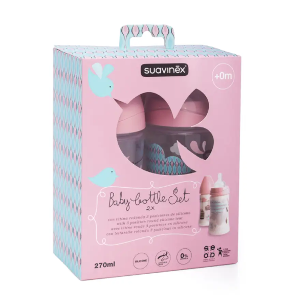 Suavinex Baby Bottle Set 2x розовый