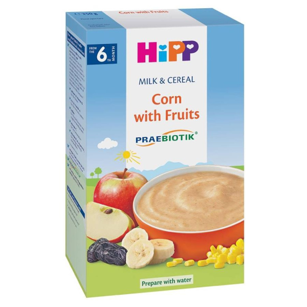 HIPP Молочная каша Кукурузная с фруктами и пробиотиками 250гр