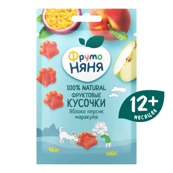 ФрутоНяня фруктовые кусочки Яблоко, персик, маракуя