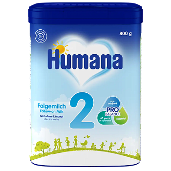 Humana 2 Folgemilch Молочная смесь для детей от 6 до 12 месяцев, 800гр