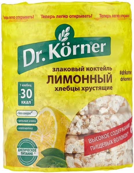 Хлебцы "Злаковый коктейль лимонный" Dr.Korner 100 гр