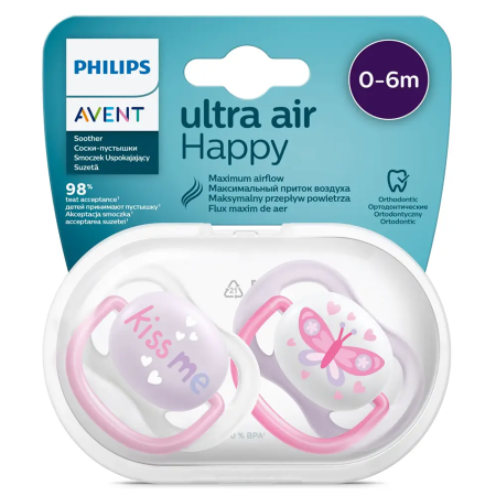 Philips Avent Пустышка ultra air happy 0-6мес SCF080/14