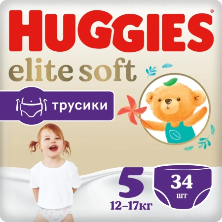 Трусики Хаггис Элит Софт 5 (12-17 кг) 34х2