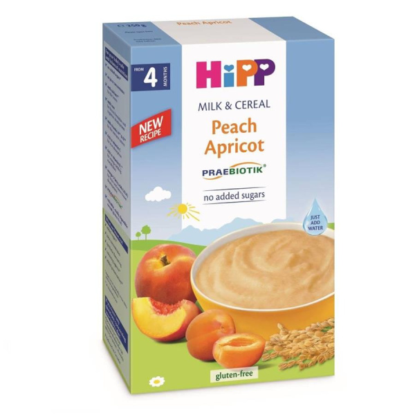 HIPP Детская молочная каша Рисово-Кукурузная Персик и Абрикос 250гр
