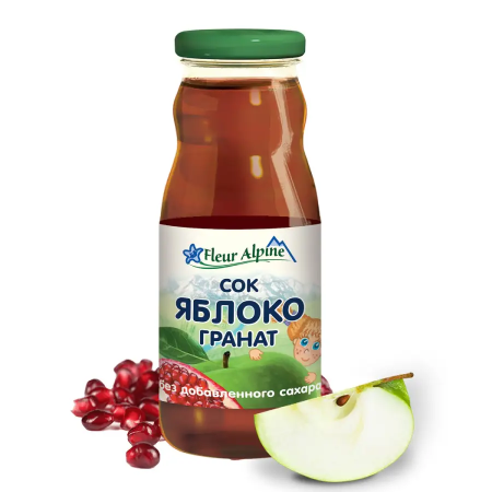 Детский сок без сахара Fleur Alpine яблоко-гранат, 0.2 л