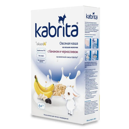 Kabrita каша на козьем молоке овсяная банан-чернослив, 180г, с 6месяцев