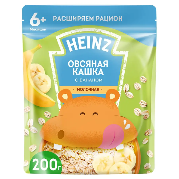 Каша молочная Heinz овсяная с бананом 200г с 6месяцев (5174)