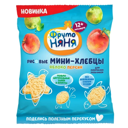 ФрутоНяня мини-Хлебцы Рисовые яблоко-персик 12м+