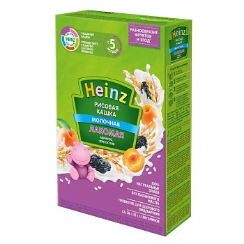 Каша Heinz молочная рисовая-абрикос-чернослив 200г с 5месяцев