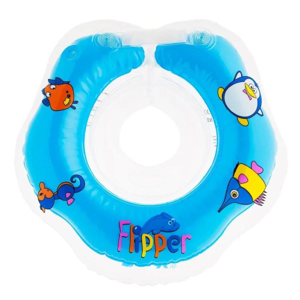 Круг для купания ROXY-KIDS надувной на шею Flipper голубой