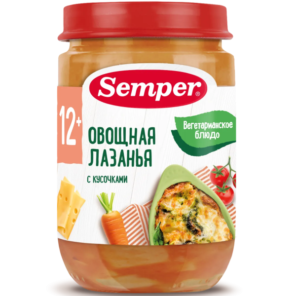 Пюре Semper лазанья с овощами 18м+ 190 гр