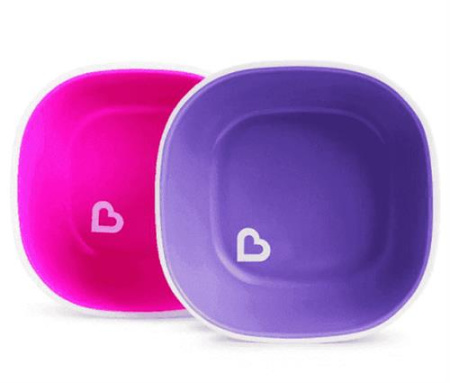Munchkin набор детских цветных мисок Splash™ Розовая-Фиолетовая, 2шт/уп, 6+