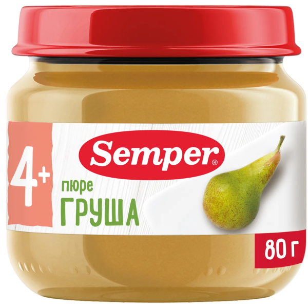 Пюре Semper груша 4м+ 80 гр