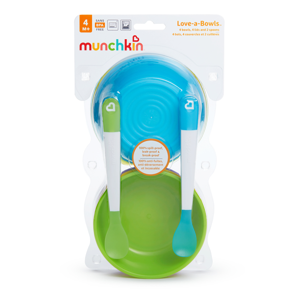 Munchkin набор мисок с крышками и ложечки Love-a-Bowls™, 2шт/уп, 6+